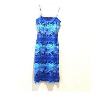 Hawaiian print mid length dress